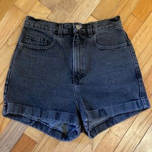 American Apparel Black Denim High Waisted Shorts